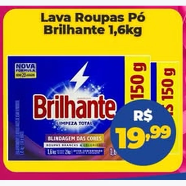 Recorte do encarte de Lava Roupas Pó Brilhante 1,6 kg