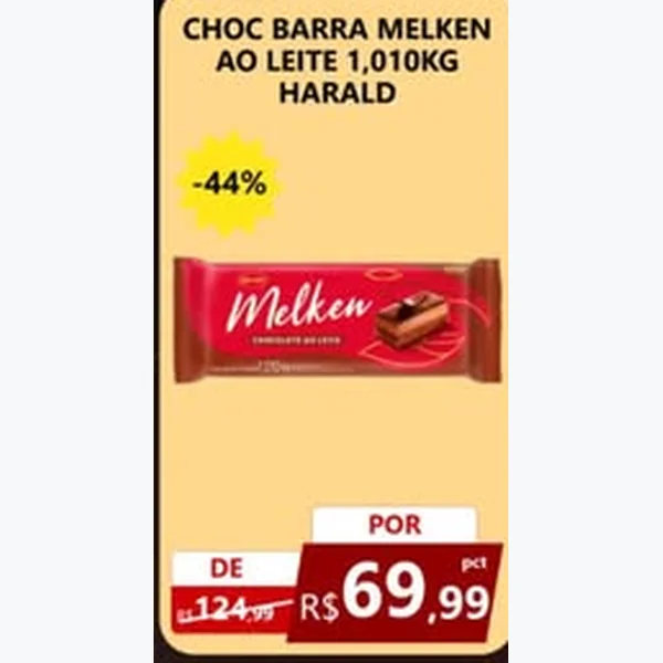 Chocolate Barra ao Leite Harald Melken 1,01 kg