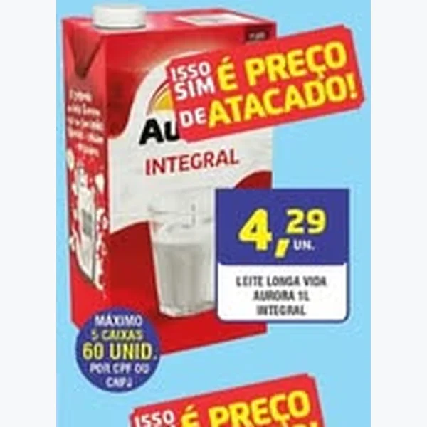 Leite Longa Vida Integral Aurora 1 L