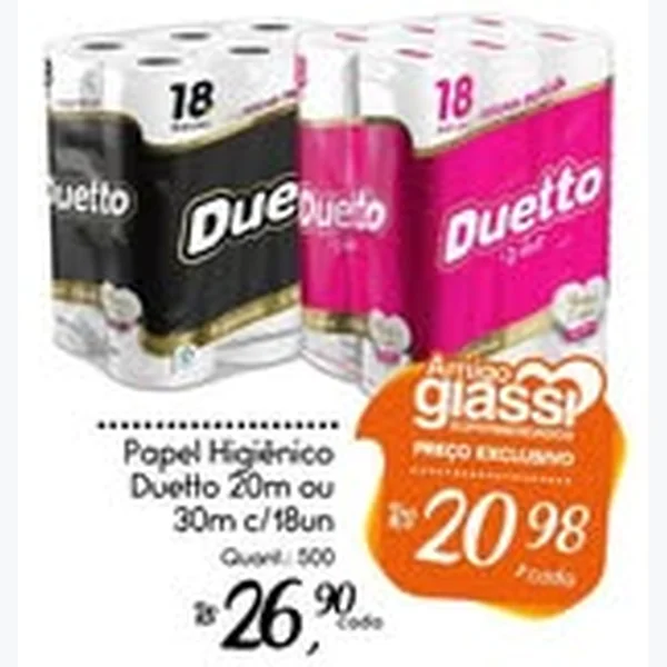 Recorte do encarte de Papel Higiênico Duetto 18 un × 30 un