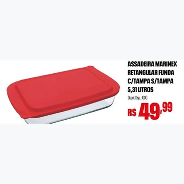 Assadeira Retangular Funda com Tampa Marinex 5,31 L