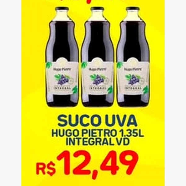 Recorte do encarte de Suco de Uva Integral Hugo Pietro 1,35 L