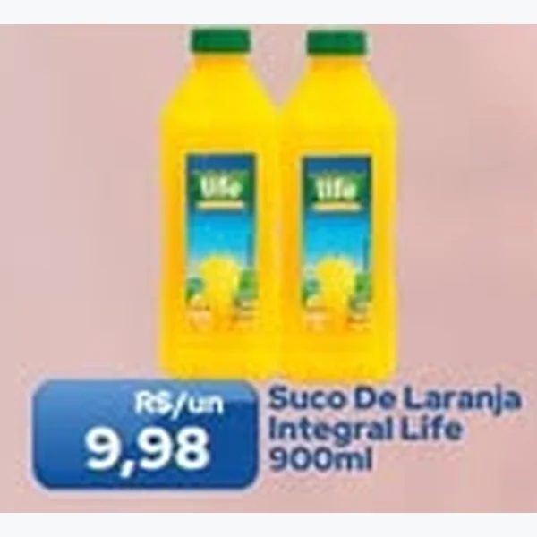 Recorte do encarte de Suco de Laranja Integral Life 900 ml