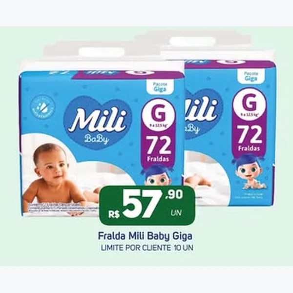 Recorte do encarte de Fralda Baby Giga Mili 72 un