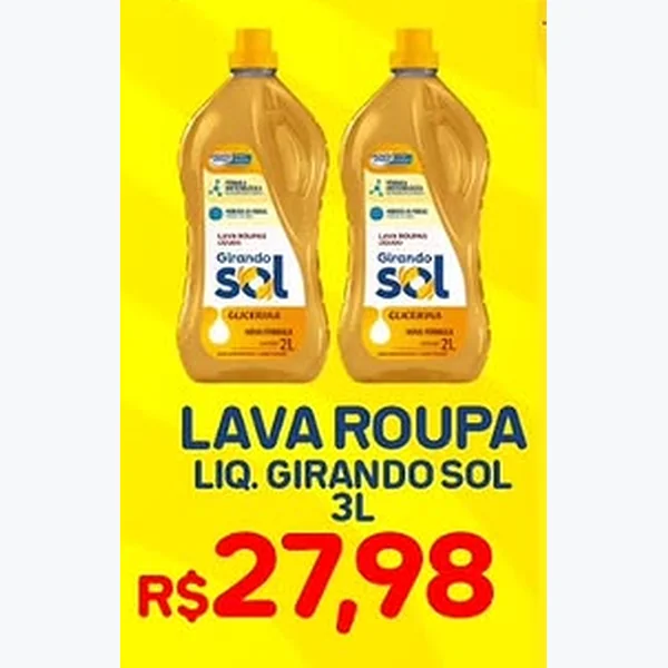Lava Roupa Líquido Girando Sol 3 L