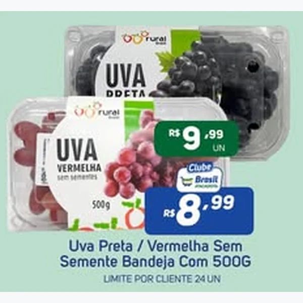 Recorte do encarte de Uva Vermelha sem Semente Rural 500 g