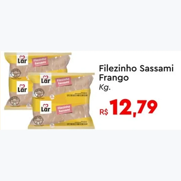 Recorte do encarte de Filezinho Sassami Frango Lar
