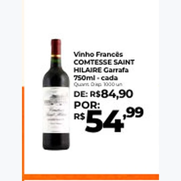 Recorte do encarte de Vinho Francês Comtesse Saint Hilaire 750 ml