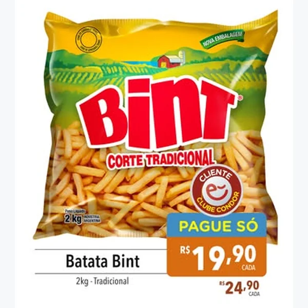 Recorte do encarte de Batata Corte Tradicional Bint 2 kg