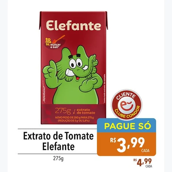 Recorte do encarte de Extrato de Tomate Elefante 275 g