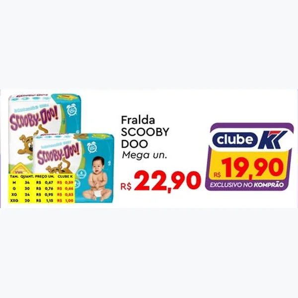 Recorte do encarte de Fralda SCOOBY DOO