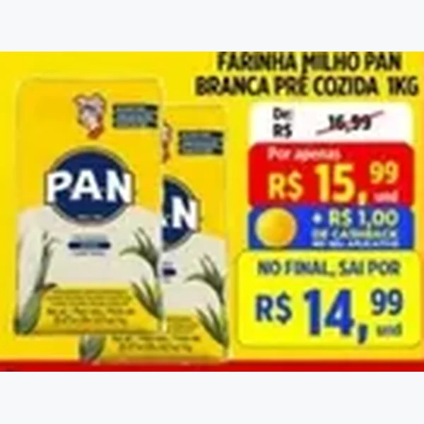 Recorte do encarte de Farinha de Milho Branca Pré Cozida Pan