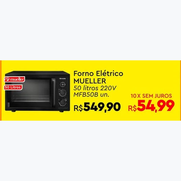 Recorte do encarte de Forno Elétrico MUELLER 50 L