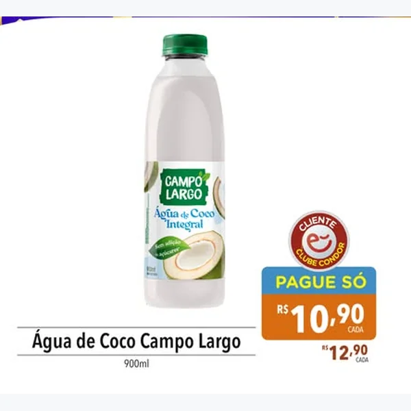Água de Coco Integral Campo Largo 900 ml