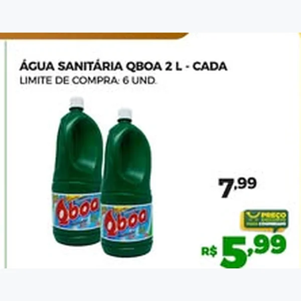 Recorte do encarte de Água Sanitária Qboa 2 L
