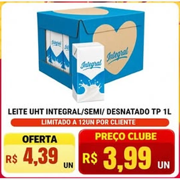 Recorte do encarte de Leite Uht Integral 1 L