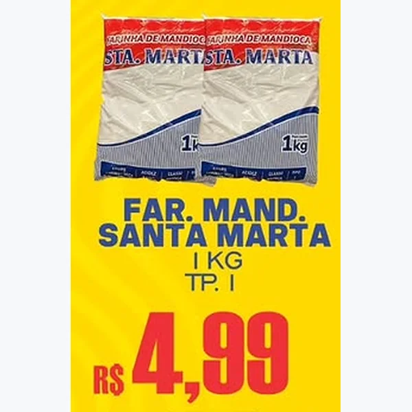Recorte do encarte de Farinha de Mandioca Tipo I Santa Marta 1 kg