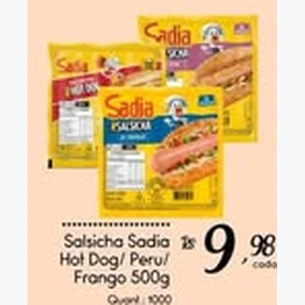 Recorte do encarte de Salsicha Peru Sadia 500 g