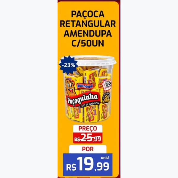 Paçoca Retangular Amendupa 50 un