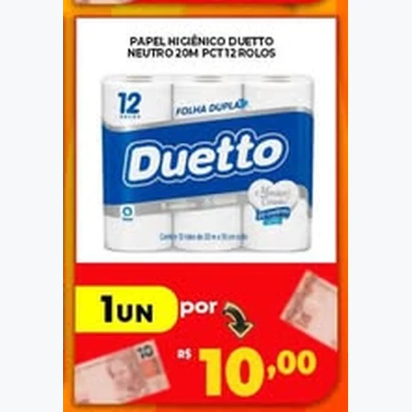 Recorte do encarte de Papel Higiênico Neutro Duetto 12 un × 20 un