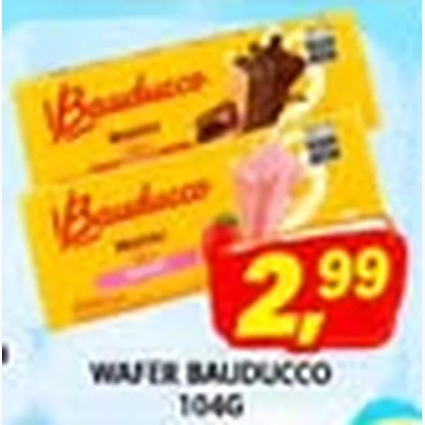 Recorte do encarte de Wafer Bauducco 104 g