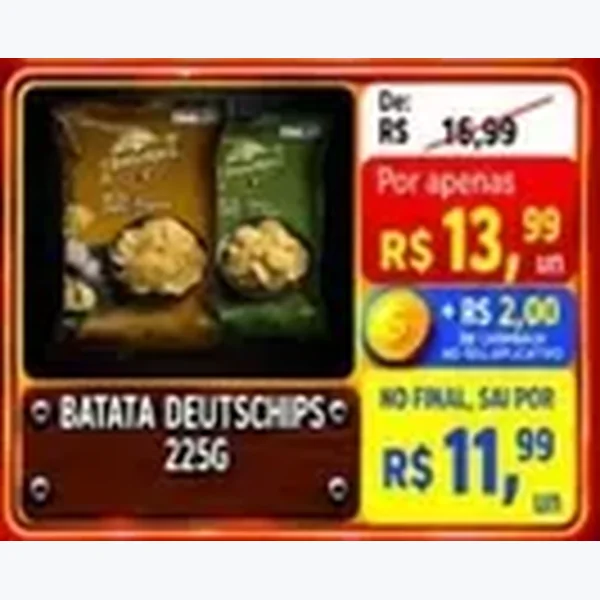 Recorte do encarte de Batata Chips Deutschips 225 g