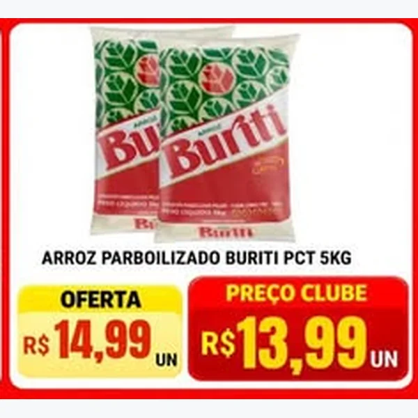 Recorte do encarte de Arroz Parboilizado Buriti 5 kg