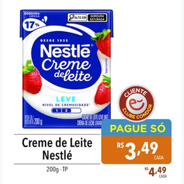 Recorte do encarte de Creme de Leite Nestlé 200 g