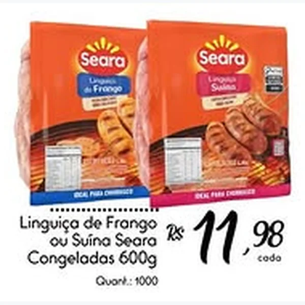 Recorte do encarte de Linguiça de Frango Congelada Seara