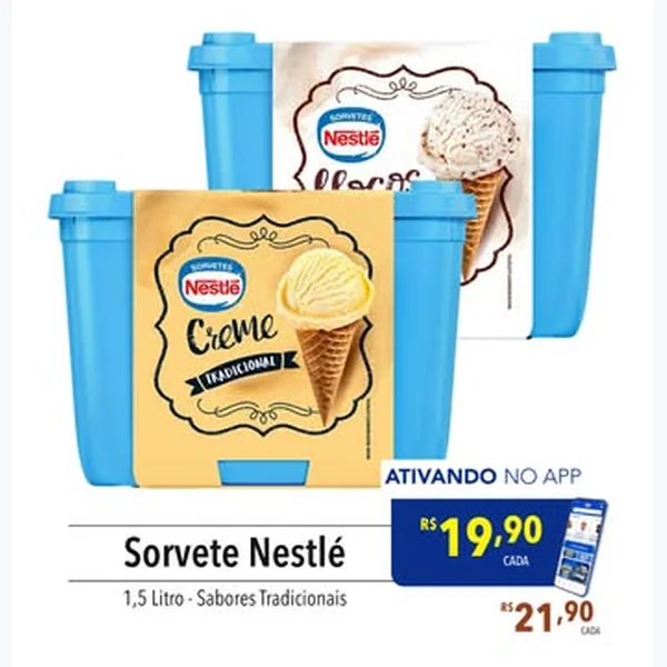 Recorte do encarte de Sorvete Nestlé 1,5 L