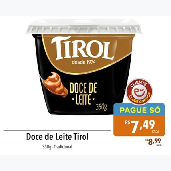 Recorte do encarte de Doce de Leite Tirol 350 g