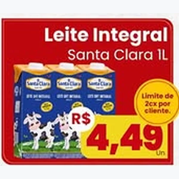 Recorte do encarte de Leite Integral Santa Clara 1 L