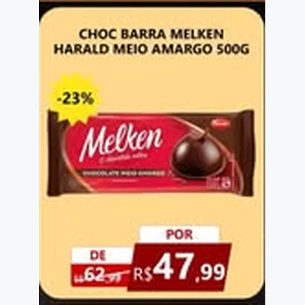 Chocolate Barra Meio Amargo Harald Melken 500 g