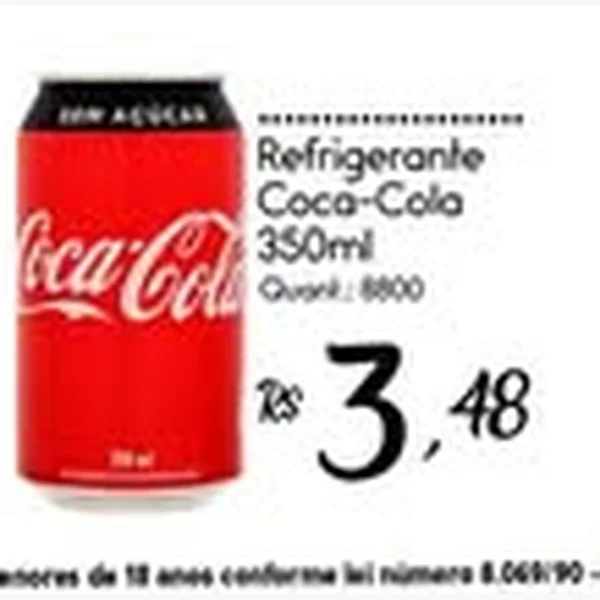 Recorte do encarte de Refrigerante Coca-Cola 350 ml