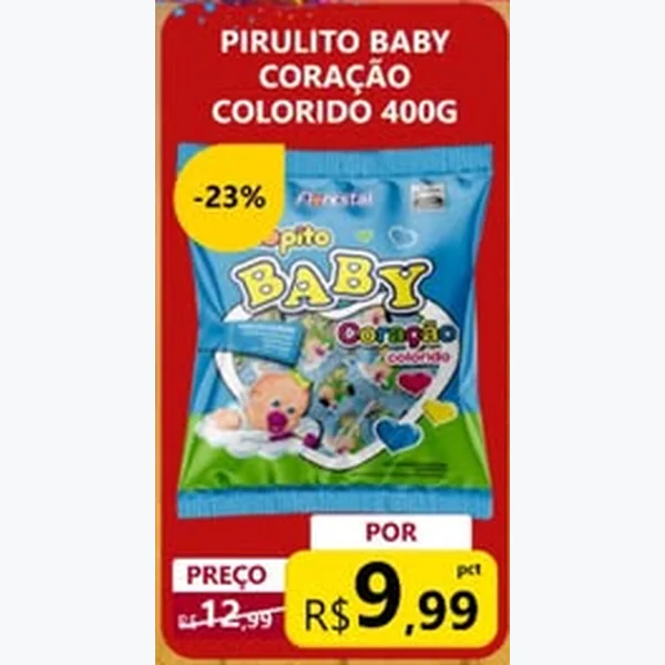 Pirulito Baby Coração Colorido Florestal 400 g