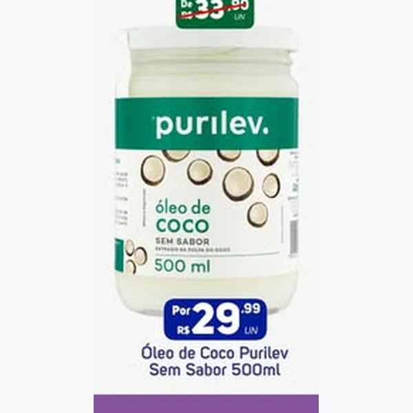 Óleo de Coco sem Sabor Purilev 500 ml