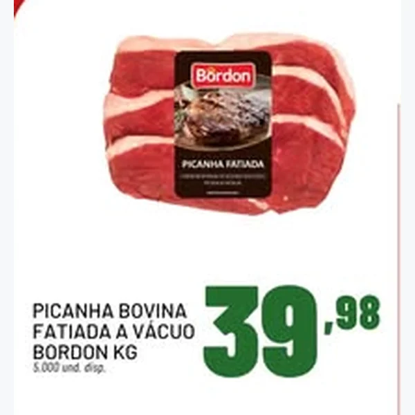 Recorte do encarte de Picanha Bovina Fatiada a Vácuo Bordon