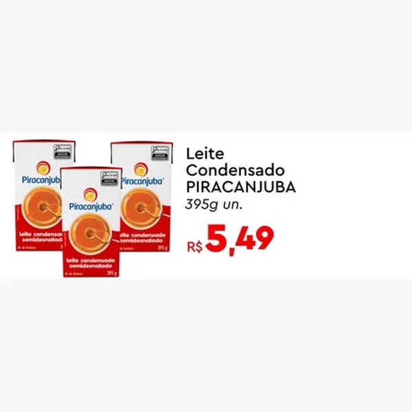 Recorte do encarte de Leite Condensado Piracanjuba 395 g