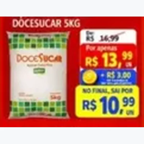 Recorte do encarte de Açúcar Extra Fino Doceçúcar 5 kg