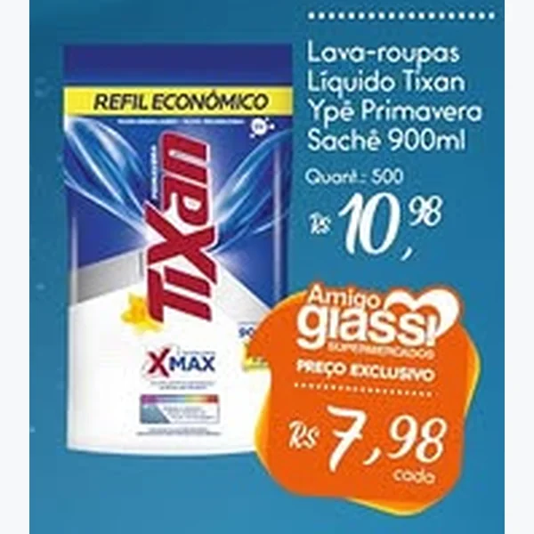 Recorte do encarte de Lava-roupas Líquido Sachê Tixan Ypê 900 ml