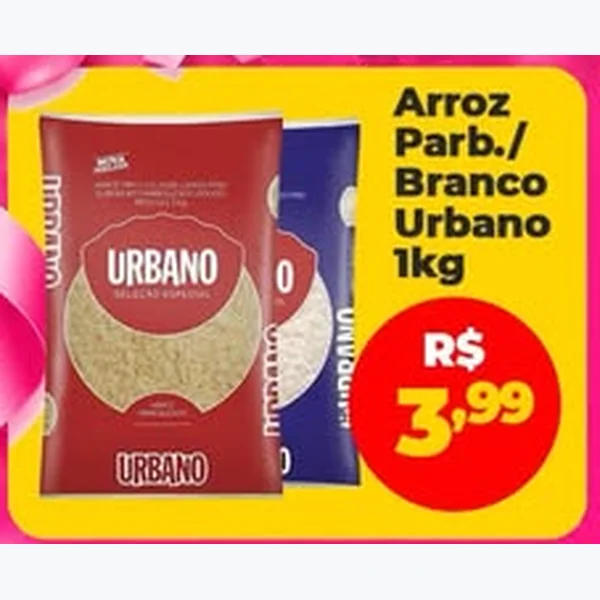 Recorte do encarte de Arroz Branco Urbano 1 kg