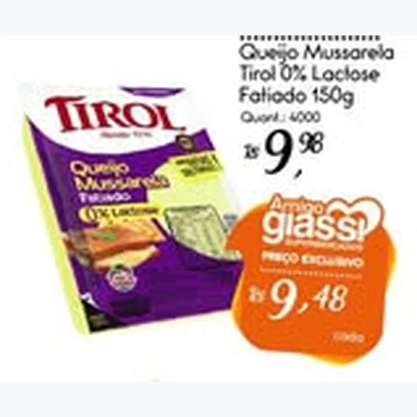 Queijo Mussarela 0% Lactose Fatiado Tirol 150 g