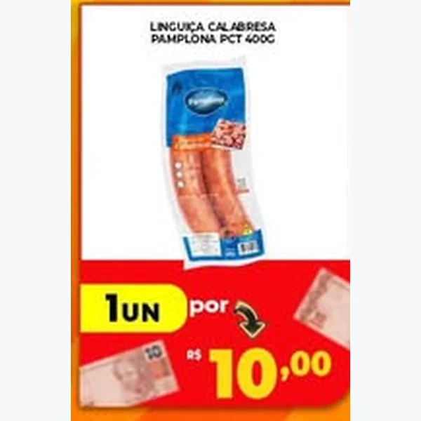 Recorte do encarte de Linguica Calabresa Pamplona 400 g