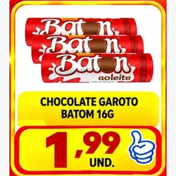 Recorte do encarte de Chocolate Batom Garoto 16 g