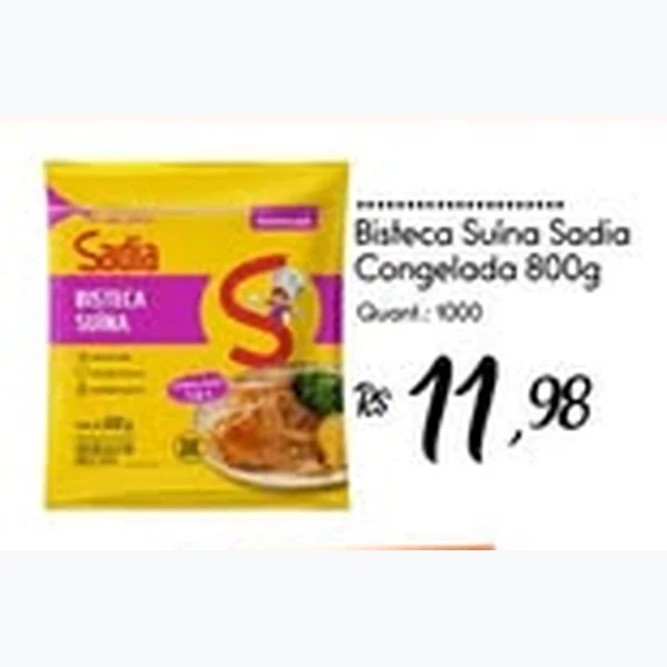 Recorte do encarte de Bisteca Suína Congelada Sadia 800 g