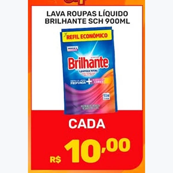 Recorte do encarte de Lava Roupas Líquido Brilhante 900 ml