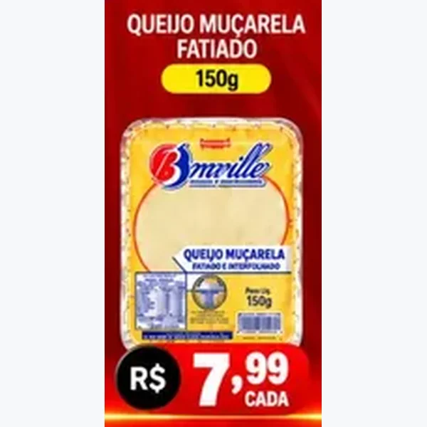Queijo Muçarela Fatiado Bmville 150 g