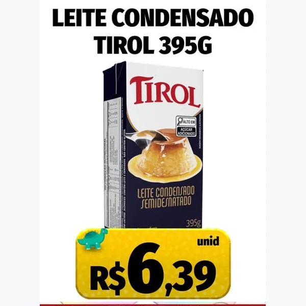 Recorte do encarte de Leite Condensado Semidesnatado Tirol 395 g