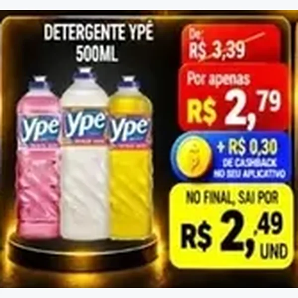 Recorte do encarte de Detergente Ypê 500 ml