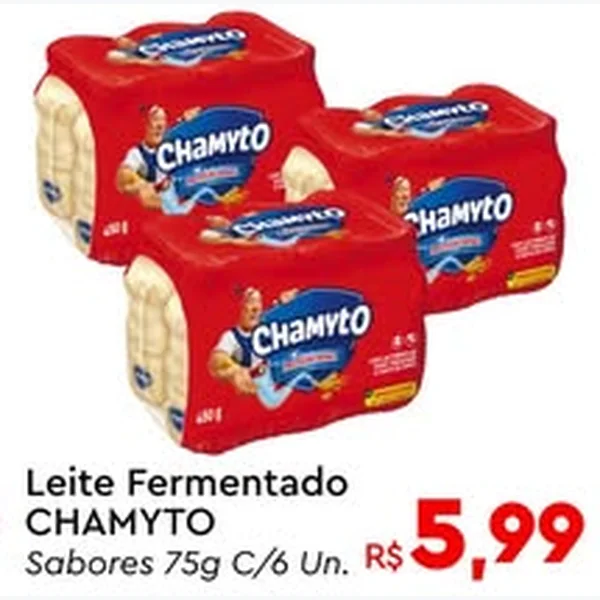 Recorte do encarte de Leite Fermentado Chamyto 6 un × 75 g